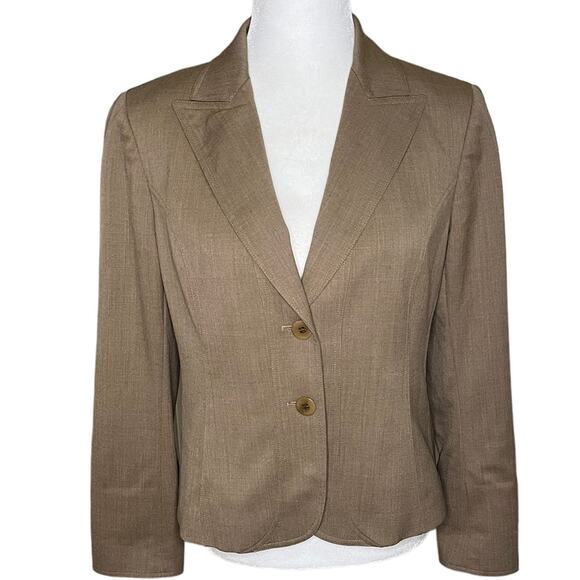 LAFAYETTE 148 New York Light Brown 2 Button Blazer Size 8‎ Petite - Picture 1 of 12